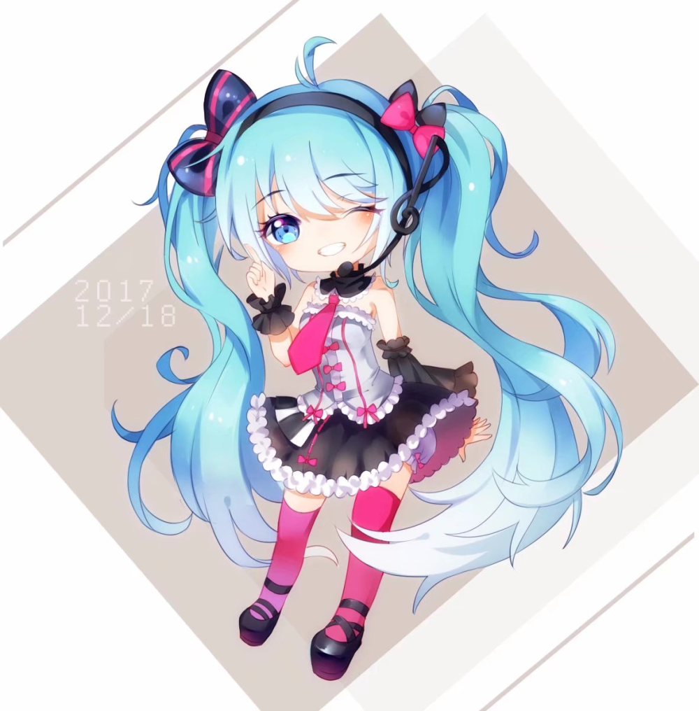 初音未来同人q版_初音未来q版头像绘画作品