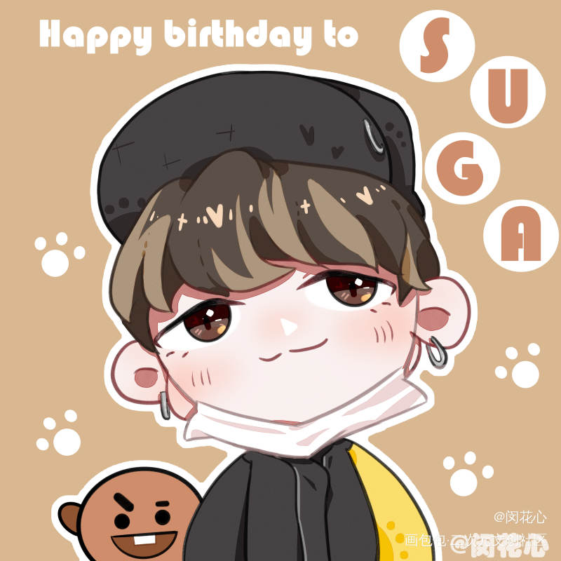 suga_bts闵玧其sugaq版平涂头像绘画作品