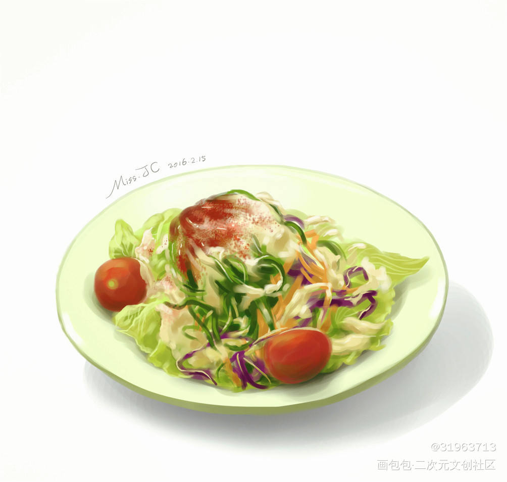 食绘-沙拉_个人习作轻写实插画食物美食绘画作品