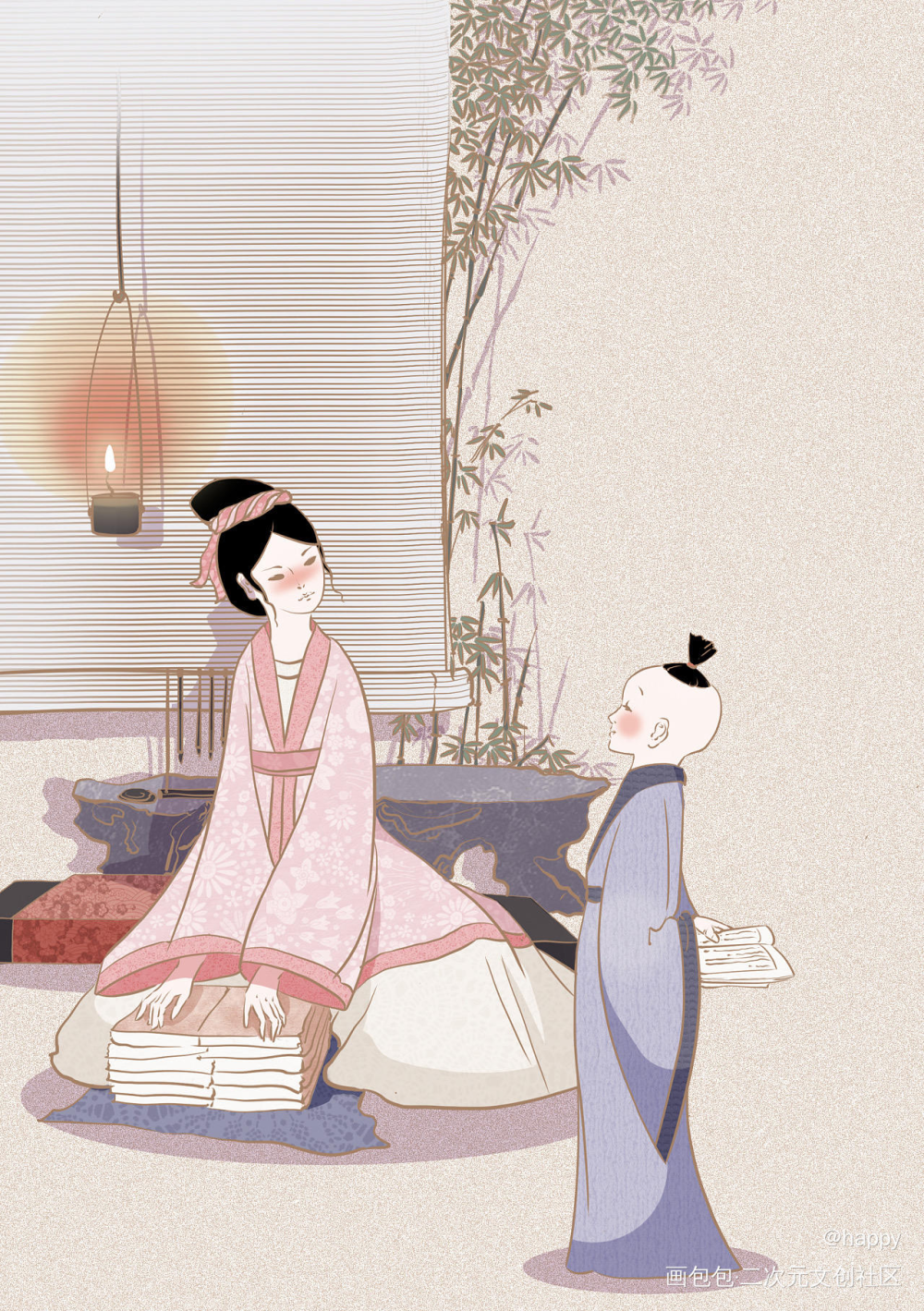 中华传统文化_原创平涂古风人物插画绘画作品