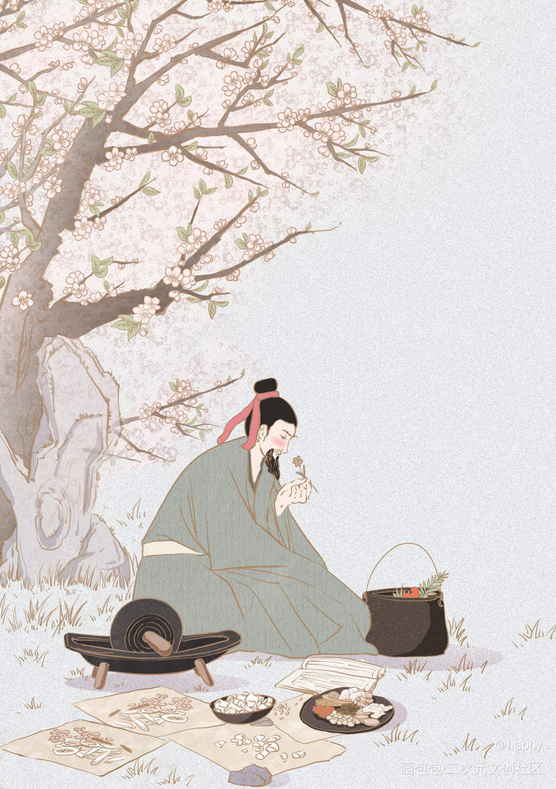 中华传统文化_原创平涂古风人物插画求点评绘画作品