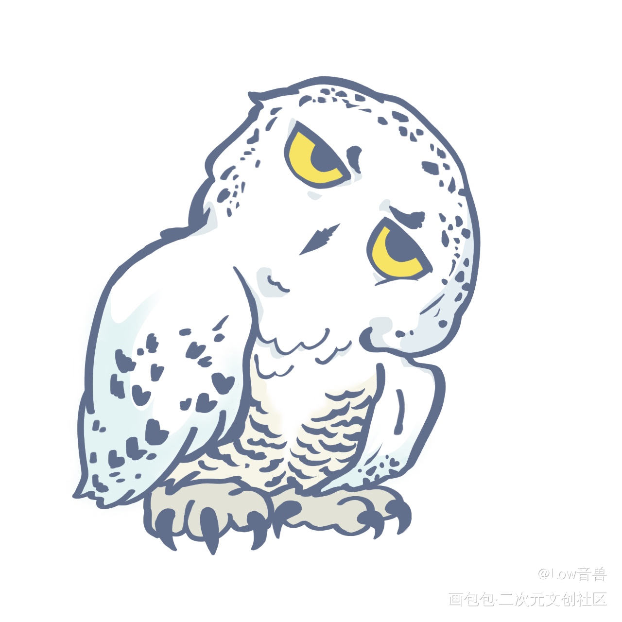 雪鸮_原创q版平涂表情包头像绘画作品