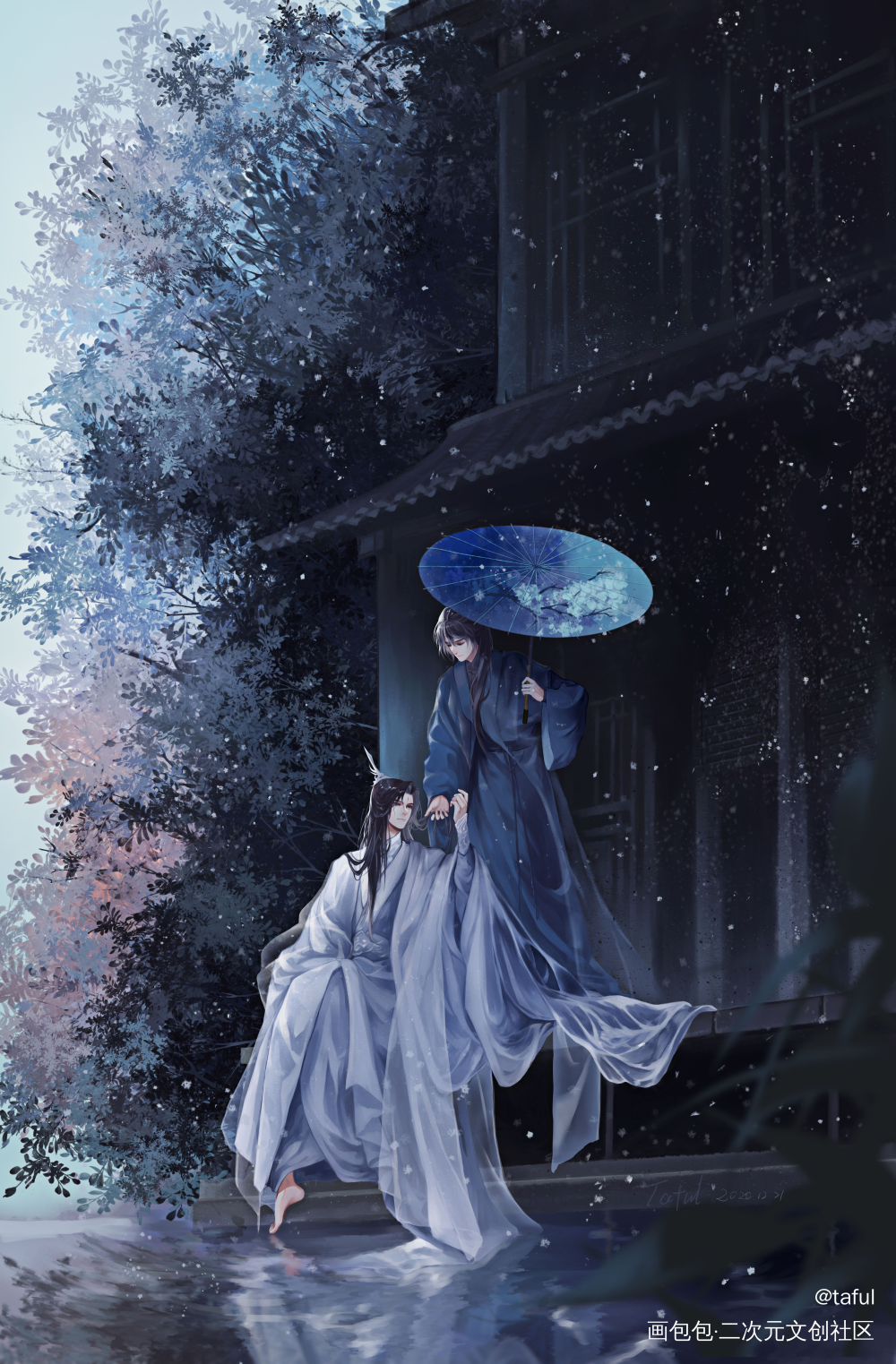 冬至初雪_六爻程潜严争鸣厚涂插画绘画作品