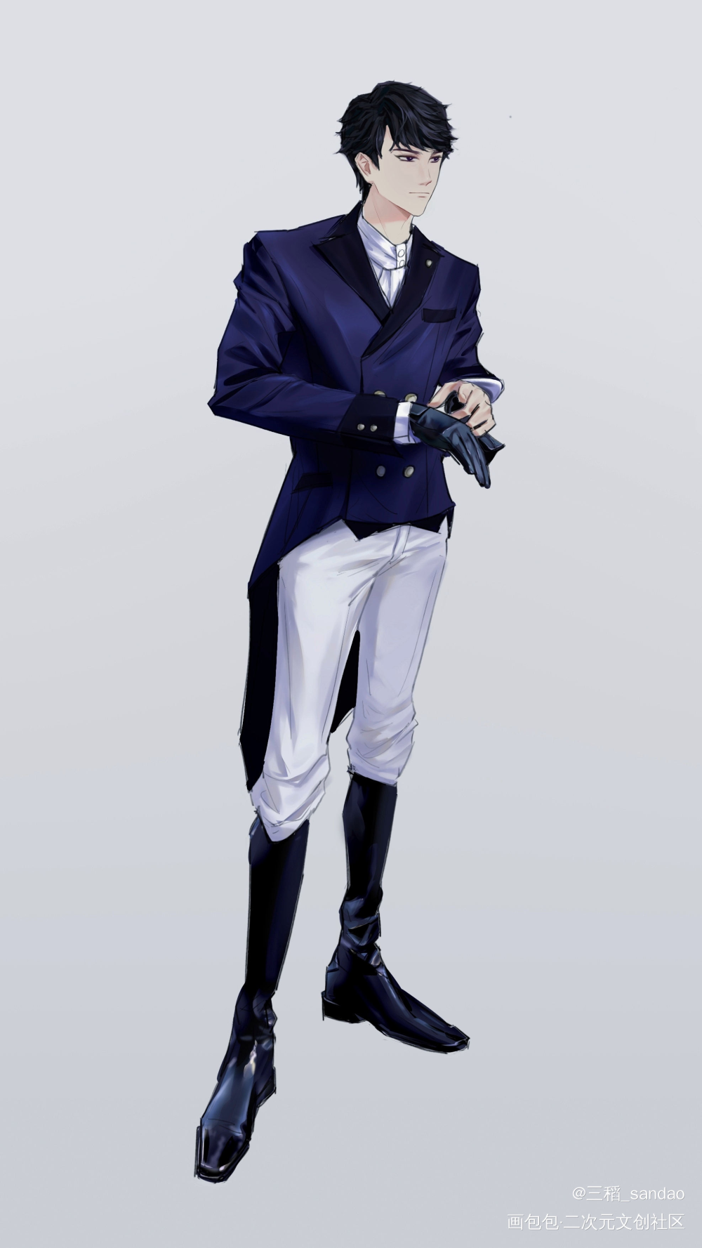 【马术服】李泽言_恋与制作人李泽言原创日系平涂立绘同人插画绘画