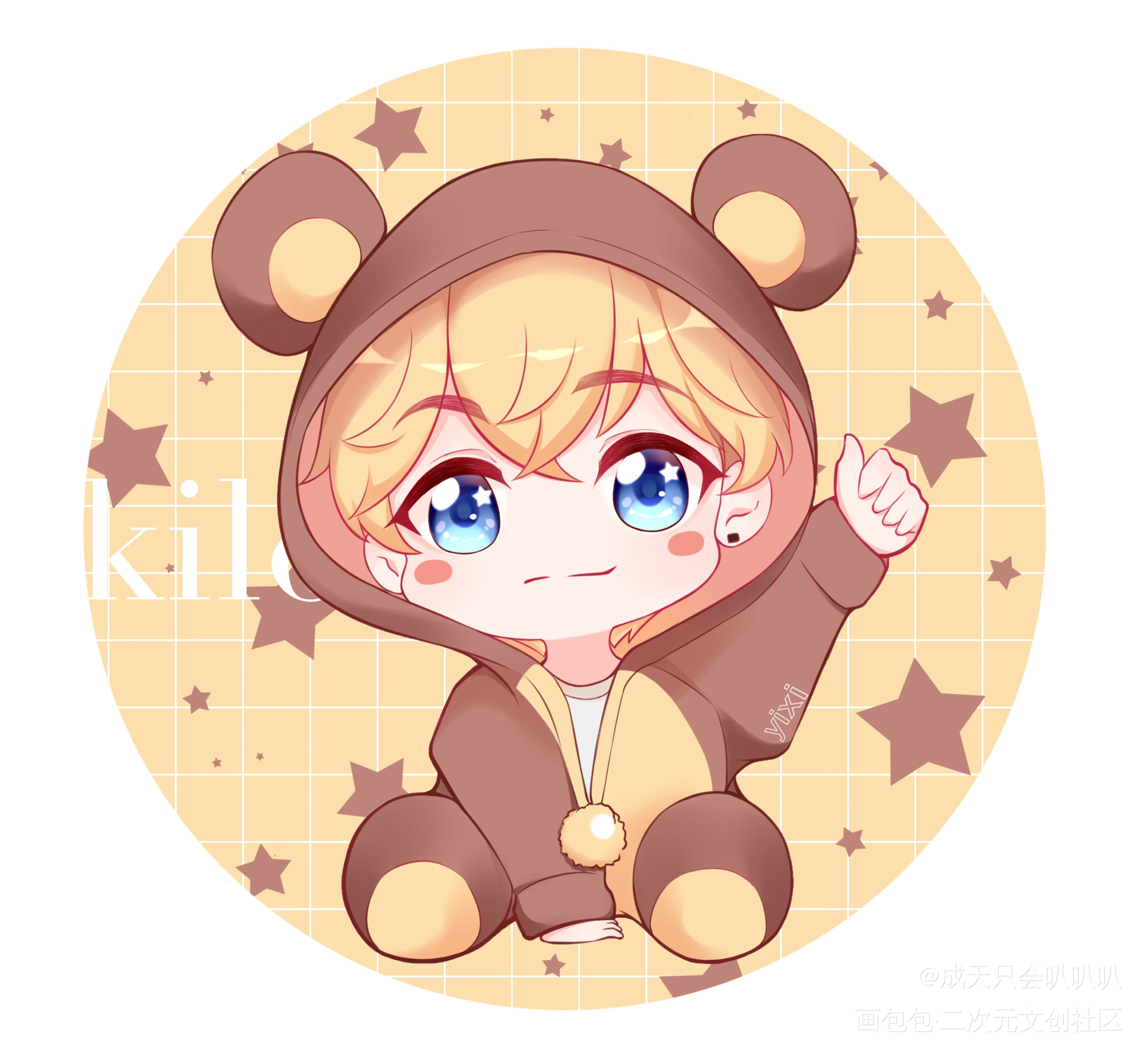 奶熊洛_恋与制作人周棋洛q版周边设计绘画作品