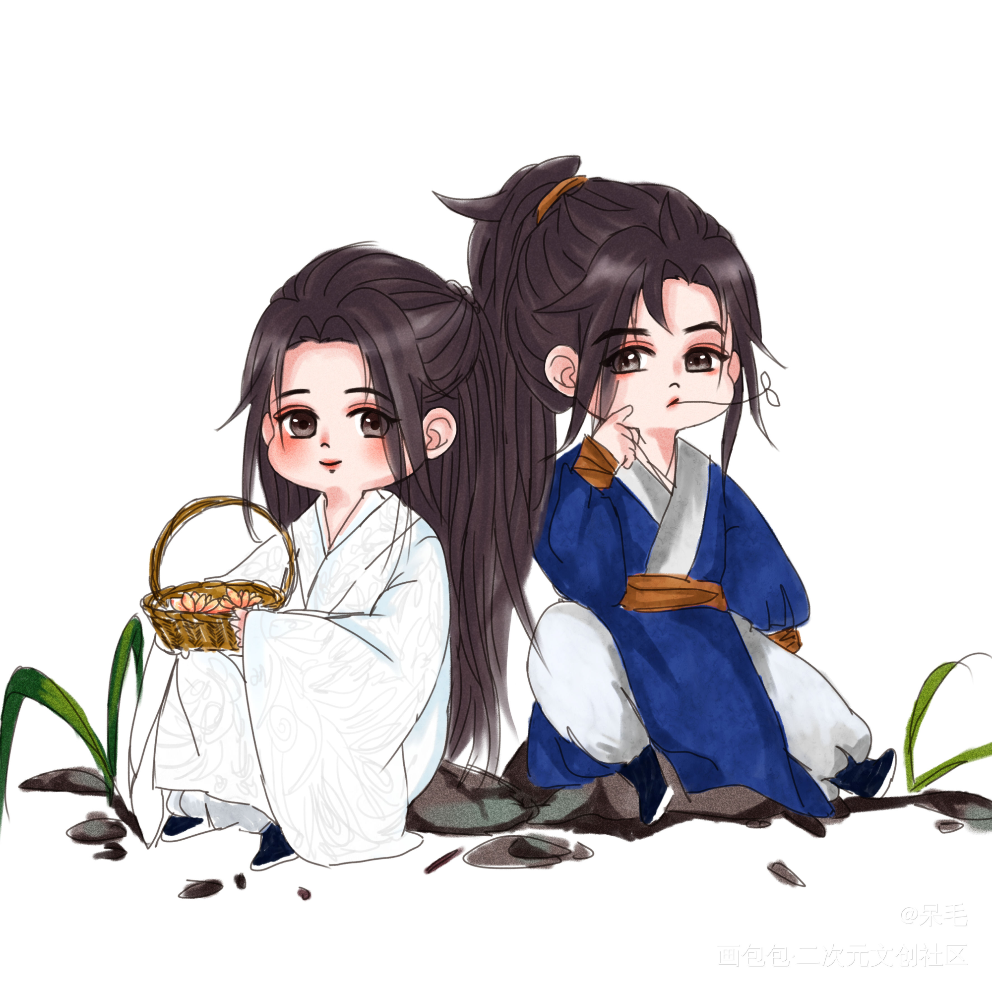 嘟嘟脸的燃晚_二哈和他的白猫师尊楚晚宁墨燃q版同人绘画作品