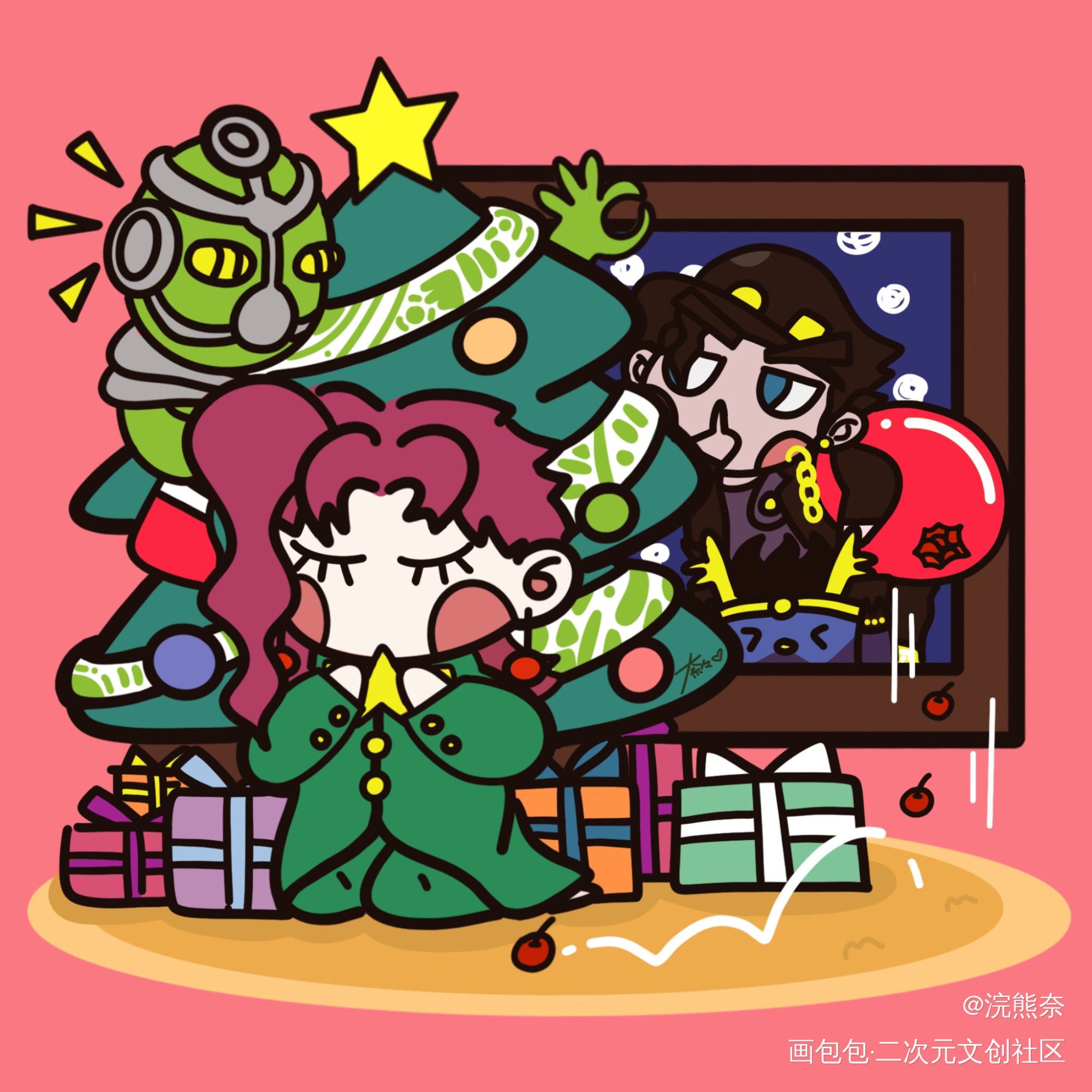 圣诞快乐 浣熊奈的绘画作品 画包包 圣诞快乐 浣熊奈的绘画作品 画包包